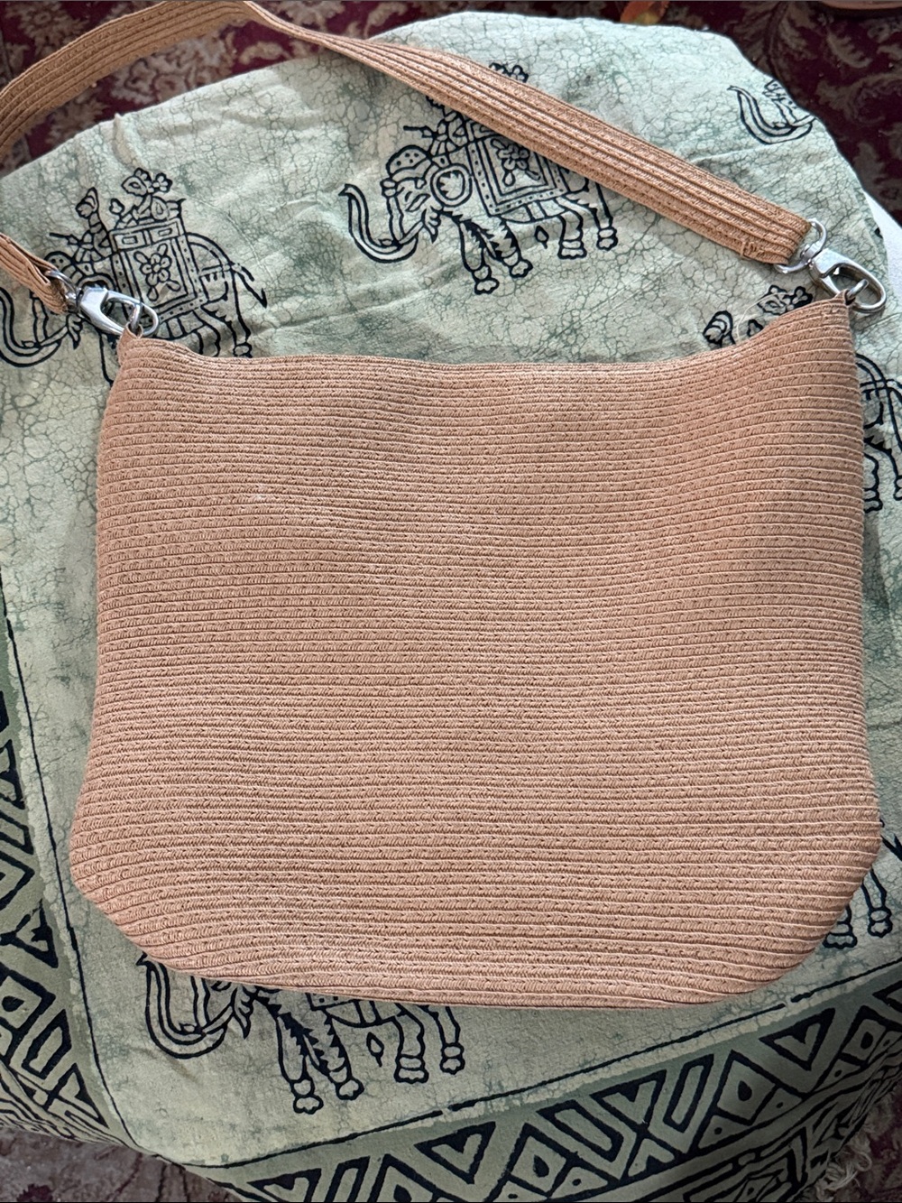 Neutral Woven Crossbody Bag - Taupe